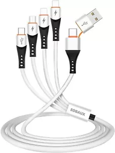 SDBAUX USB A to USB C PD Multi Charger Cable,4 in 1 Dual Phone/Type C /Micro Por - Picture 1 of 9