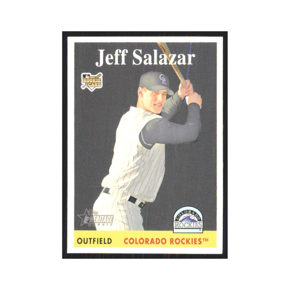 Jeff Salazar Rookie 2007 Topps Heritage #466 Colorado Rockies Baseball Card NM - Image 1 of 3