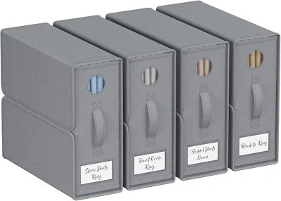 4 Pack Grey Foldable Bed Sheet Set Organizers Fabric Storage Boxs Large Capacity - image 1 of 4