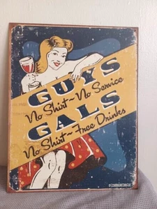 No Shirts- No Service Tin Metal bar sign/poster Dewing Moore Signs 16X12.5in - Picture 1 of 4