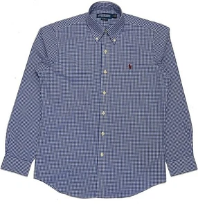 Ralph Lauren Gingham Classic fit 100% Cotton Long sleeve Shirt  Navy  / White  - Picture 1 of 10