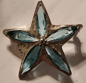Vintage Stanley Home Products Silver-Tone Star Brooch With Blue Glass Accents 1 - Picture 1 of 3