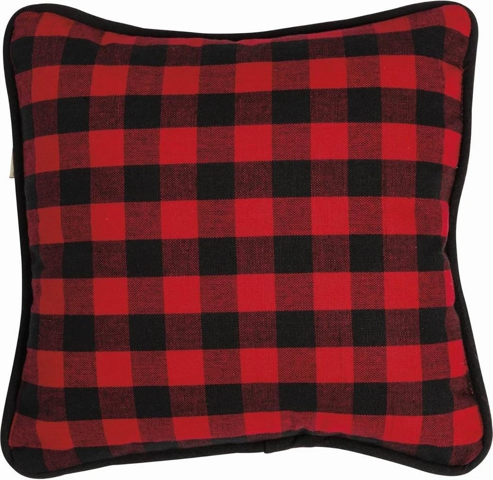 Almohada decorativa cuadrada Primitives by Kathy roja y negra a cuadros 11" x 11" nueva con etiquetas Foto 1 de 1