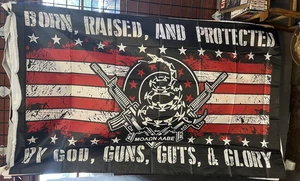 Born, Raised, and Protected 3 X 5 Flag - Picture 1 of 1