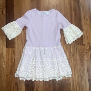 Chasing Fireflies Kid's Girl's Floral Lace Trim Dress Size M Lavender Purple - Picture 1 of 7