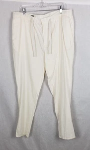 Nordstrom Pants Ivory XL Slim Fit Linen Blend Drawstring Elastic Waist Casual - Picture 1 of 6