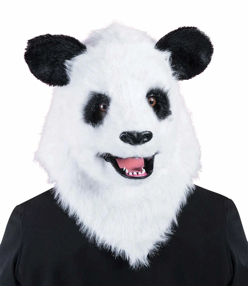 Maschera costume panda sopra la testa di peluche deluxe - Immagine 1 di 1