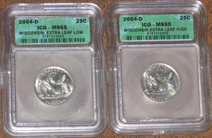 2004 D Wisconsin State Quarter Type Set Extra Leaf High & Low ICG Grade MS65 WI - Picture 1 of 4