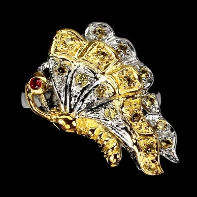 Anello in argento sterling 925 zaffiro tondo rodolite granato gemma gioielli 8 - Immagine 1 di 4