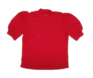 Vintage Cuddle Teen Girls Red Mock Neck Short Sleeve Top T-Shirt USA Made Size 7 - Picture 1 of 1