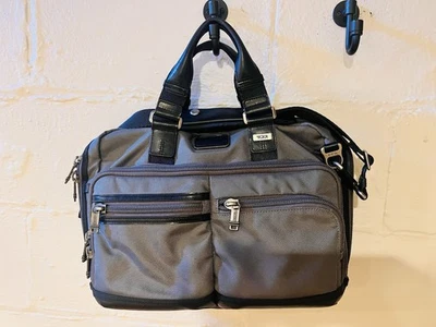 TUMI Alpha 2 Double Expansion Duffel Bag Grey/black monogrammed pre-owned used - Image 1 of 4