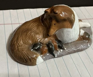 RON HEVENER SIGNED  FIGURINE OF A COLLIE DOG W/ PUPS - Picture 1 of 7
