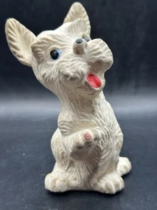 Vintage RARE Rubber Squeaky Toy Dog Terrier Style Raised Paw 1960S Retro Kitsch - Picture 1 of 5