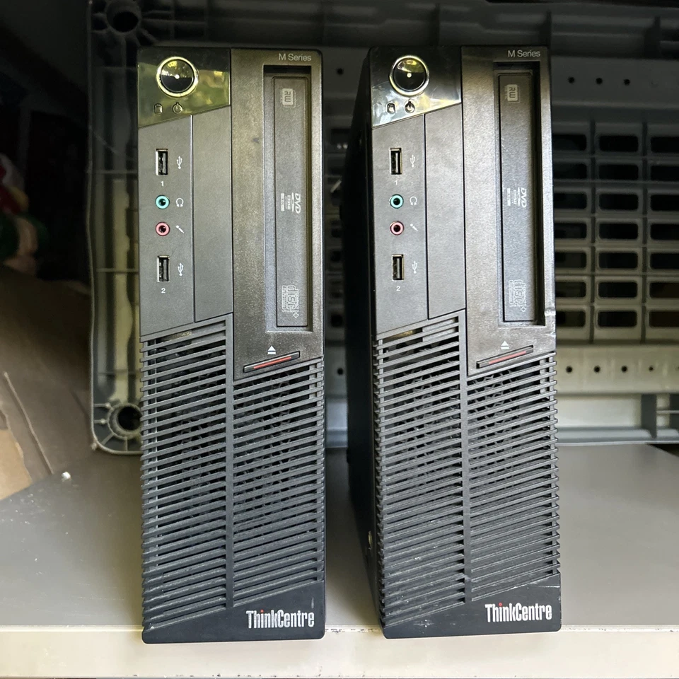 Lote de 2 computadoras de escritorio Lenovo ThinkCentre serie M PC Intel Core i5 Windows 7 Unteste Foto 1 de 4