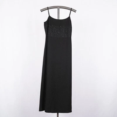 Vestido Formal Vintage Ann Taylor Clásico Negro Con Cuentas Talla 4 Minimalista Baile de graduación Foto 1 de 4