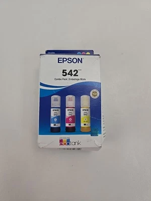 NEW GENUINE - EPSON 542 ECOTANK COLOR SET INK BOTTLES  Sealed Box 3-PACK - Image 1 of 4
