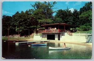Vintage 1951 Hidden Valley Gaylord Michigan Postcard Canoe Dock - Picture 1 of 2