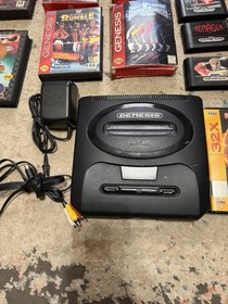 Sega Genesis Model 2 Lot Tested w/ AV AC Cables + Sonic 2 Aladdin 32X Games
