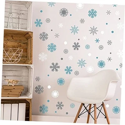  249 piezas/6 hojas invierno copos de nieve calcomanías de pared copo de nieve azul, gris, blanco Foto 1 de 4