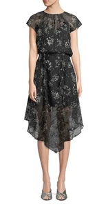 PARKER Tegan Sheer Floral Asymmetrical Dress Size M - Picture 1 of 15