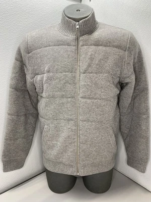 Nadaam Mens Sweater Jacket Gray Size XL Merino Wool Cashmere Puffer Full Zip - Image 1 of 4