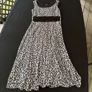 Perceptions Trägerkleid Gr. 12 Karriere braun weiß Stretch Party knielang - Bild 1 von 16