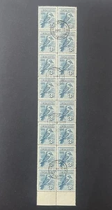 Australia 1928, 3d Blue Kookaburra Marginal Block of 16 ‘14SE30’ CTO ‘Unmounted’ - Picture 1 of 2