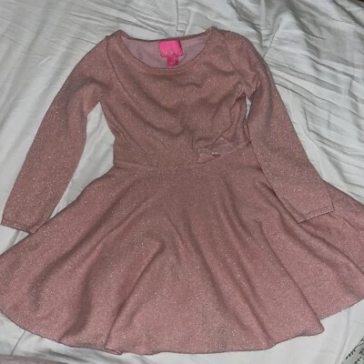 Lilly Pulitzer Girls Carynn Sweater Dress Gold Metallic Pink Size Small (4-5) - Image 1 of 4