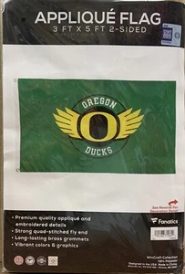 OREGON DUCKS APPLIQUE EMBROIDERED 3'X5' 2 SIDED FLAG NEW WINCRAFT 🦆 - Picture 1 of 3