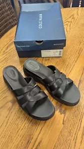 Sandalias planas para mujer Cole Haan ZeroGrand ranuradas de cuero negro talla 10B - Imagen 1 de 7