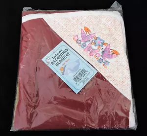NEW Vintage Unitex Hooded Infant Receiving Blankets Red w/ Butterflies - Picture 1 of 4