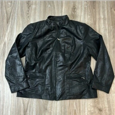 Elementz black snakeskin faux leather  jacket size 1X WOMEN - Image 1 of 4
