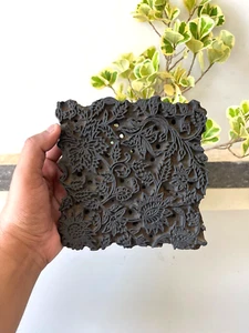 Hermoso bloque de impresión de madera textiles de diseño floral vintage hecho a mano - 166 - Imagen 1 de 10