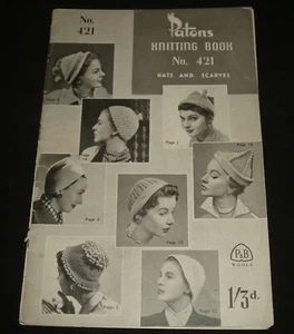 VINTAGE 1940s PATONS KNITTING BOOK - # 421 - HATS & SCARVES - Picture 1 of 3