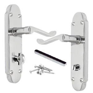 Viktorianische Schriftrolle Bitter Badezimmer Schloss Türgriff Hebel CHROM 170mm x 40mm - Bild 1 von 8