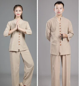 KungFu Tang fu Unisex Tai Chi Uniforms Clothing YOGA Fitness Zen Clothes (button - Picture 1 of 9