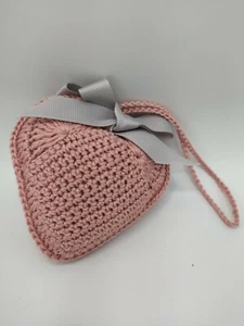 Cuore Portachiavi Auto Mobile Porta Artigianale Uncinetto colore Rosa - Foto 1 di 2