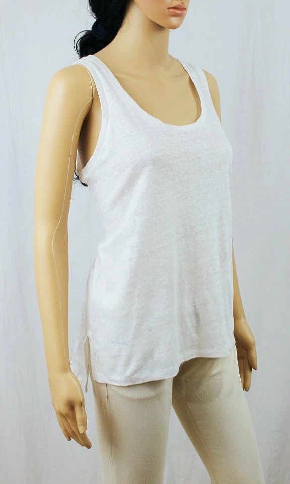 Camiseta sin mangas POLO by Ralph Lauren blanca de lino jaspeado ~ Poni POLO blanca ~ Nueva con etiquetas Foto 1 de 1