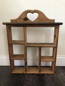 Vintage Wooden Heart Cut Out Shelf Trinket Box  24.5”Tall Country Farmhouse