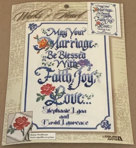 Personalized Wedding "Marriage Blessing" Faith, Joy, Love Cross Stitch Kit NIP - Picture 1 of 2