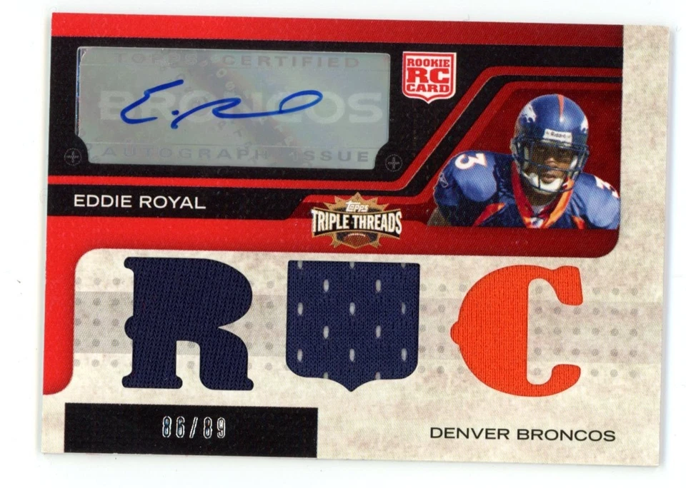 2008 Topps Triple Threads EDDIE ROYAL Triple Patch Auto (RC) #123 /89 - Image 1 of 2