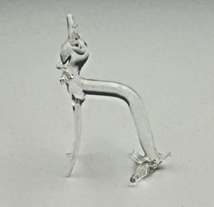 Miniature Clear Blown Glass Cat Dog Figurine - Picture 1 of 13