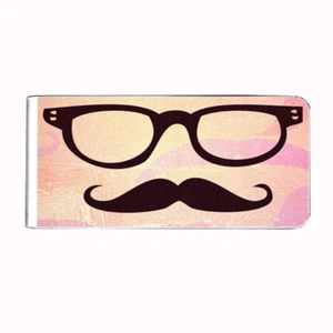 Metal Money Clip Bills Card Metal Holder Clip Rectangle Cool Mustache D9 - Picture 1 of 1