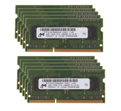 Micron 20 GB DDR3 RAM 10x 2GB 1RX8 1333MHz PC3-10600 SODIMM Laptop Memory NONECC - Image 1 of 4