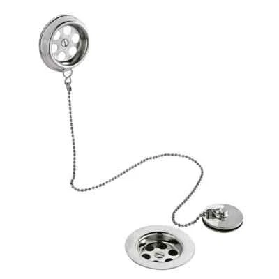 Hudson Reed Chrome Finish Retainer Bath Waste with Brass Plug & Ball Chain