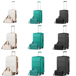 2PCS Travel Set ABS Hard Shell Suitcase Trolley Hand Cabin Luggage & Travel Bag - Picture 1 of 38