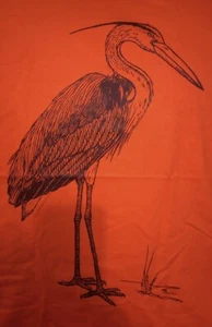 Great Blue Heron Bird Mens T-shirt Size Large Orange - Picture 1 of 6