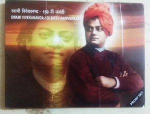 India 2013-C 150th Birth Anniversary Swami Vivekananda Unc Coin Set Of Rs 150& 5 - Picture 1 of 6