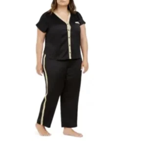 NWT I.N.C. black gold satin pajama set size 3X- cozy - Picture 1 of 9