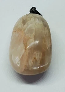 Trommel Pfirsich Mondstein Sterling Silber Ballen Anhänger 925 - Bild 1 von 6